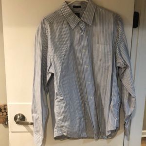 Blue and white stripped button down